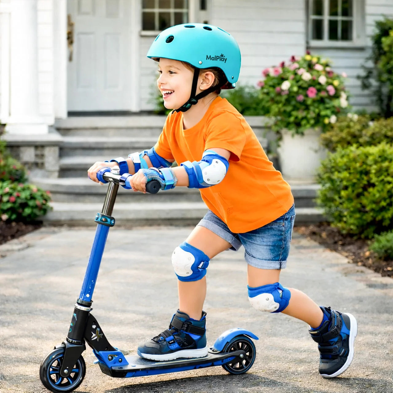 Dziecięcy kask rowerowy / na rolki – regulowany, turkusowy, z wentylacją, lekki, obwód głowy 48–54 cm.