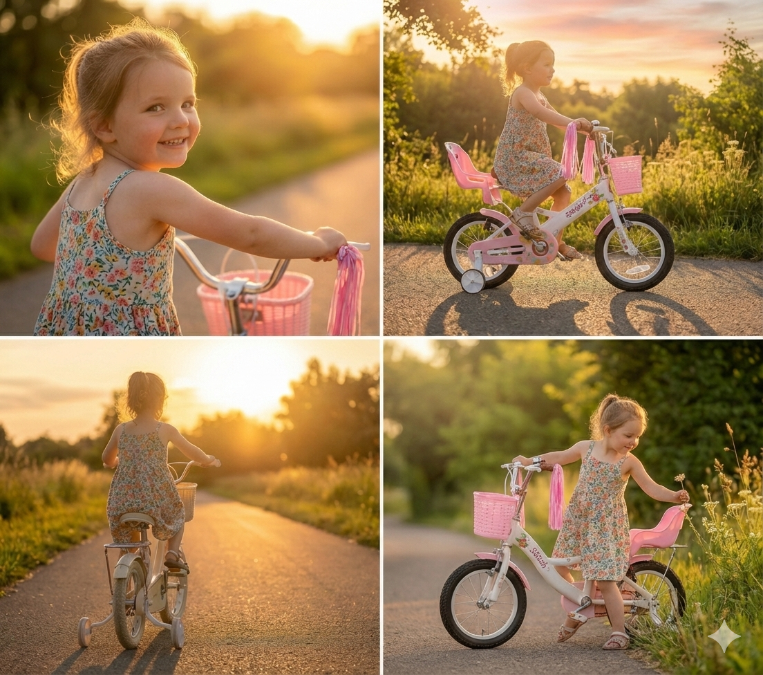 JOYSTAR Little Daisy – rower dziewczęcy dla dzieci 2–7 lat, z siodełkiem dla lalki i frędzlami.